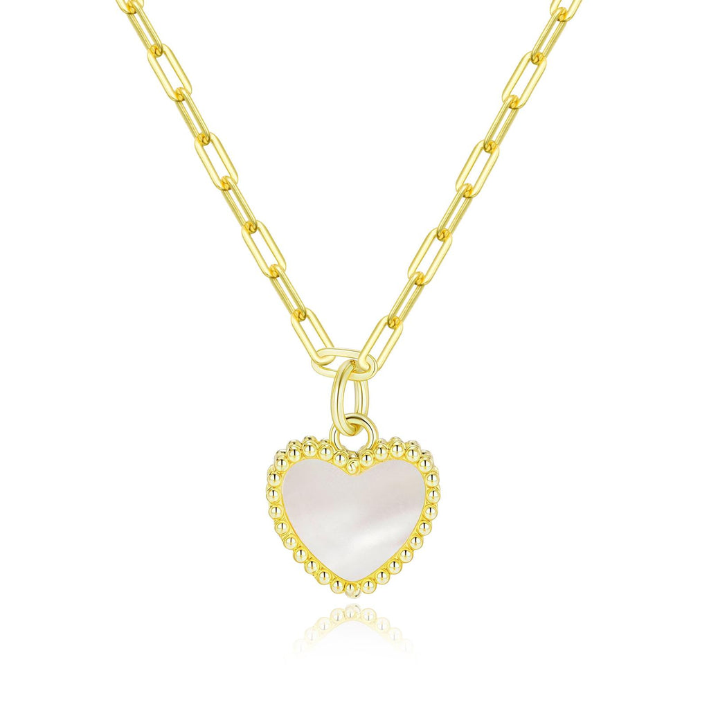 Mother Of Pearl Heart Link Necklace – Gemberry