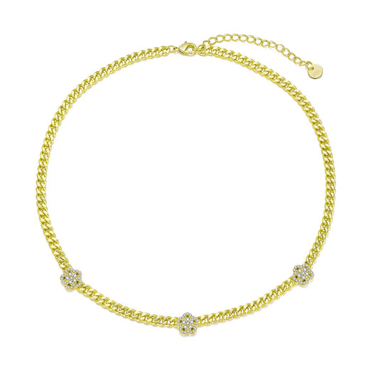 Triple Floral Link Necklace