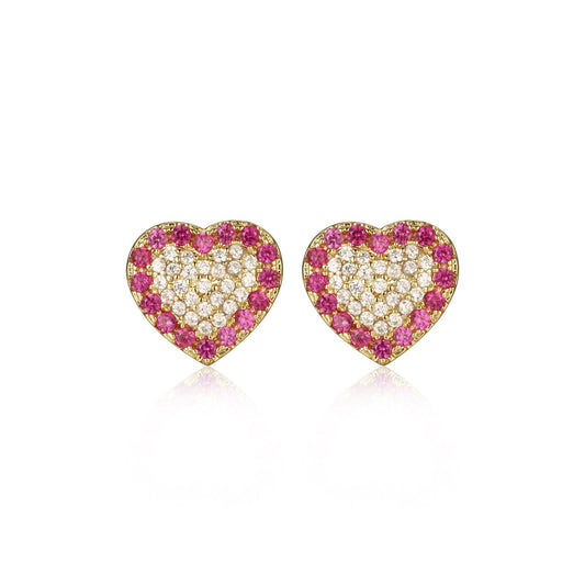 Lined Colored Heart Studs
