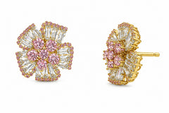 Baguette Oversized Floral Stud Earrings