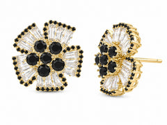 Baguette Oversized Floral Stud Earrings
