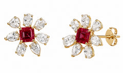 Irregular Colored Floral Studs