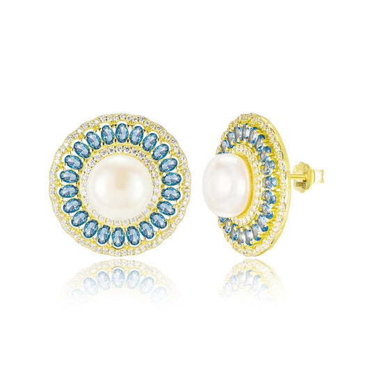 Colored Pearl Stud Earrings