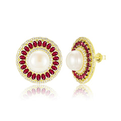 Colored Pearl Stud Earrings