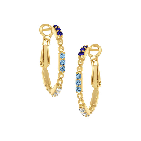 Fine Stone Lined Hoop Earring