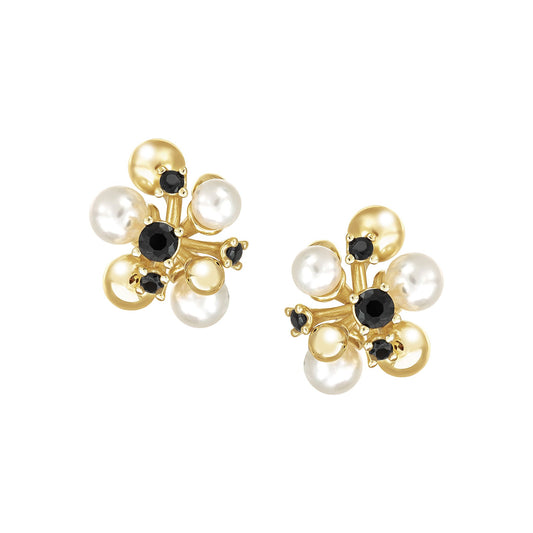 Pearl Ball Cluster Stud Earrings