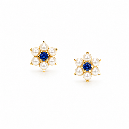 Pearl Flower Cluster Stud Earrings