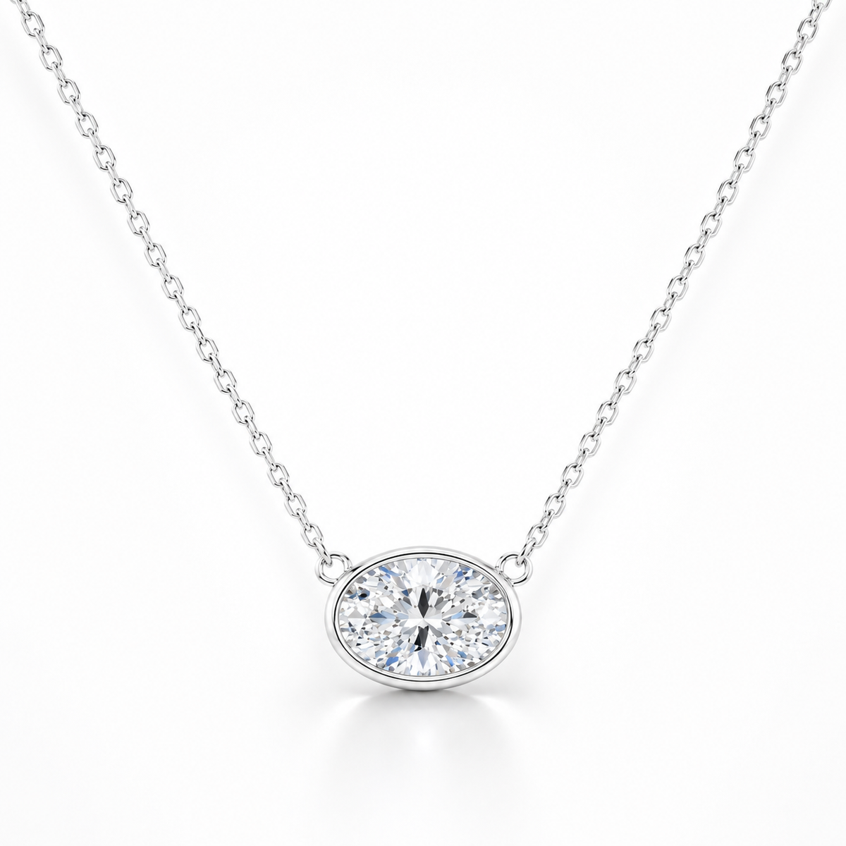 Oval Bezel Solitaire Necklace