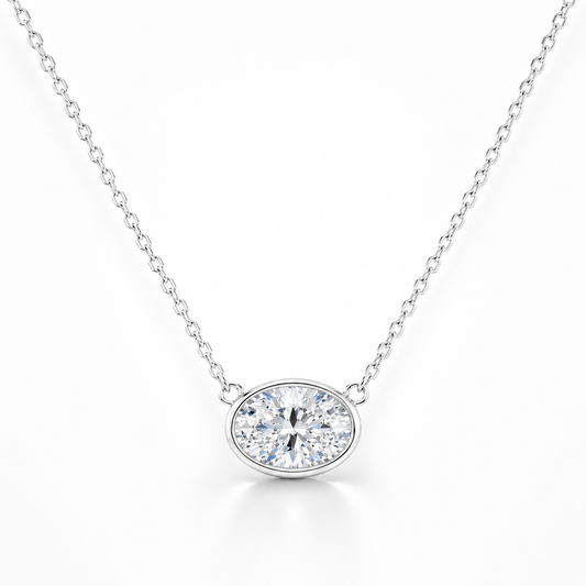 Oval Bezel Solitaire Necklace
