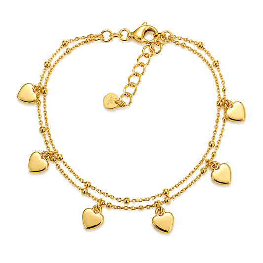 Double Heart Charm Bracelet