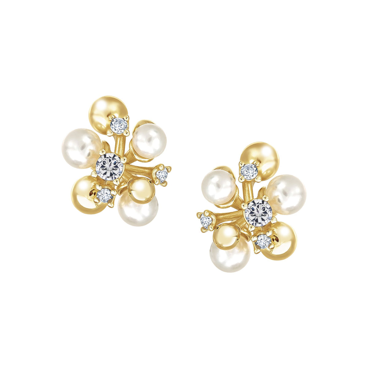 Pearl Ball Cluster Stud Earrings