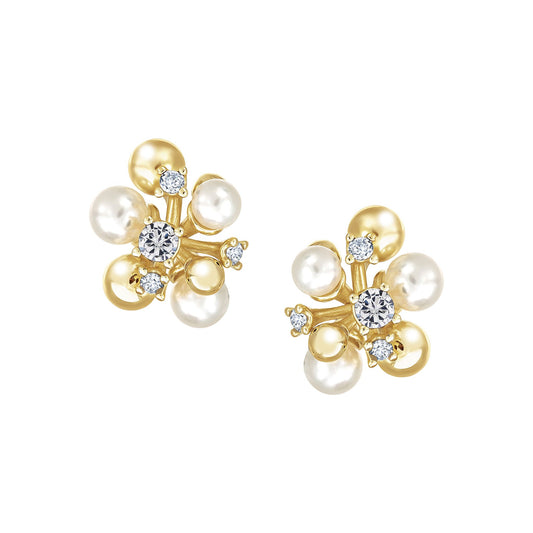 Pearl Ball Cluster Stud Earrings