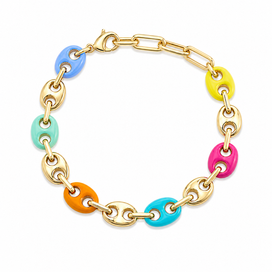 Enamel Puffed Link Bracelet