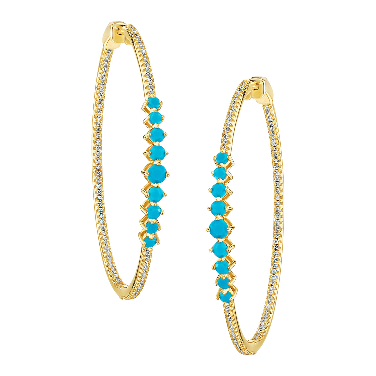 Graduated Stone Hoop Earrings