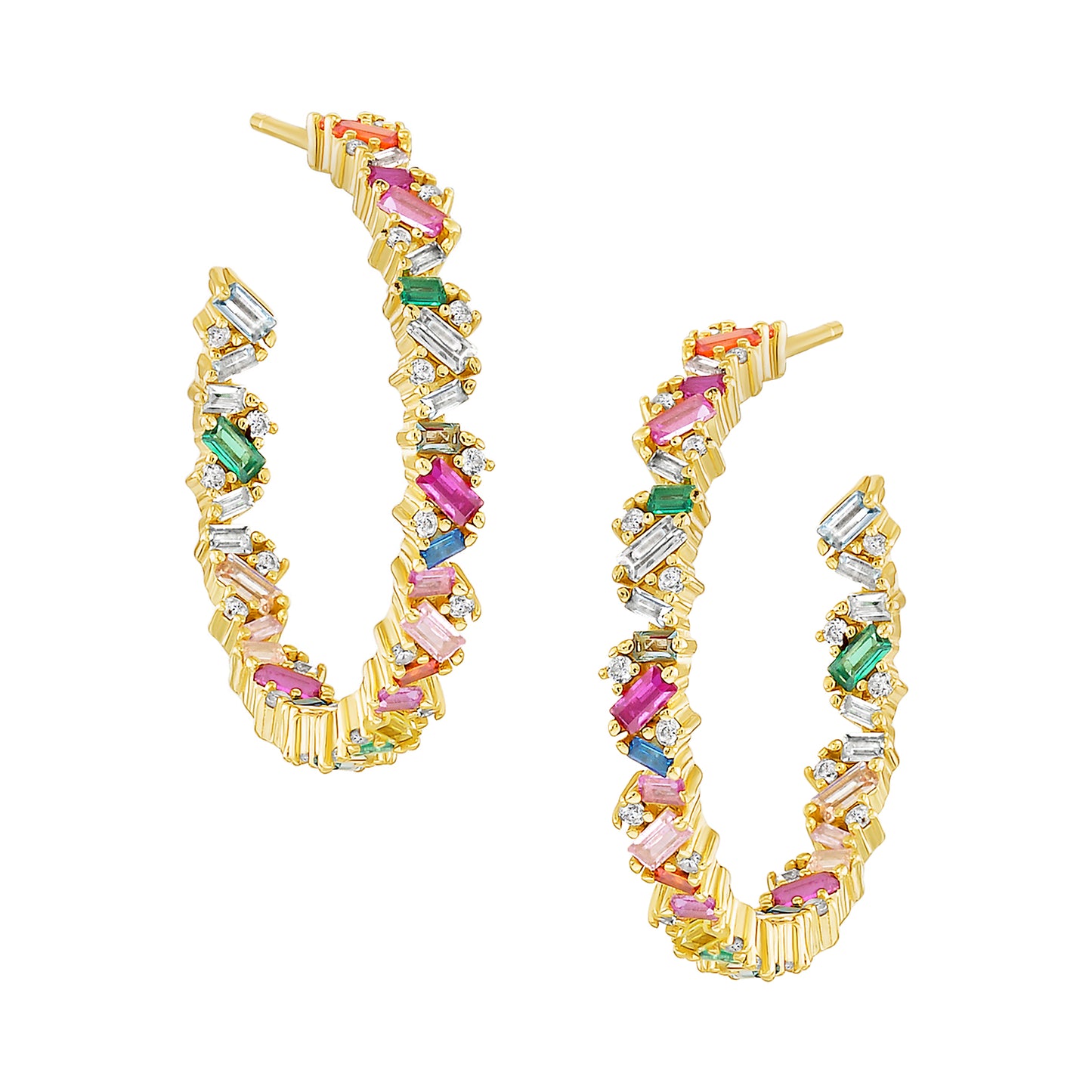 Rainbow Baguette Hoops