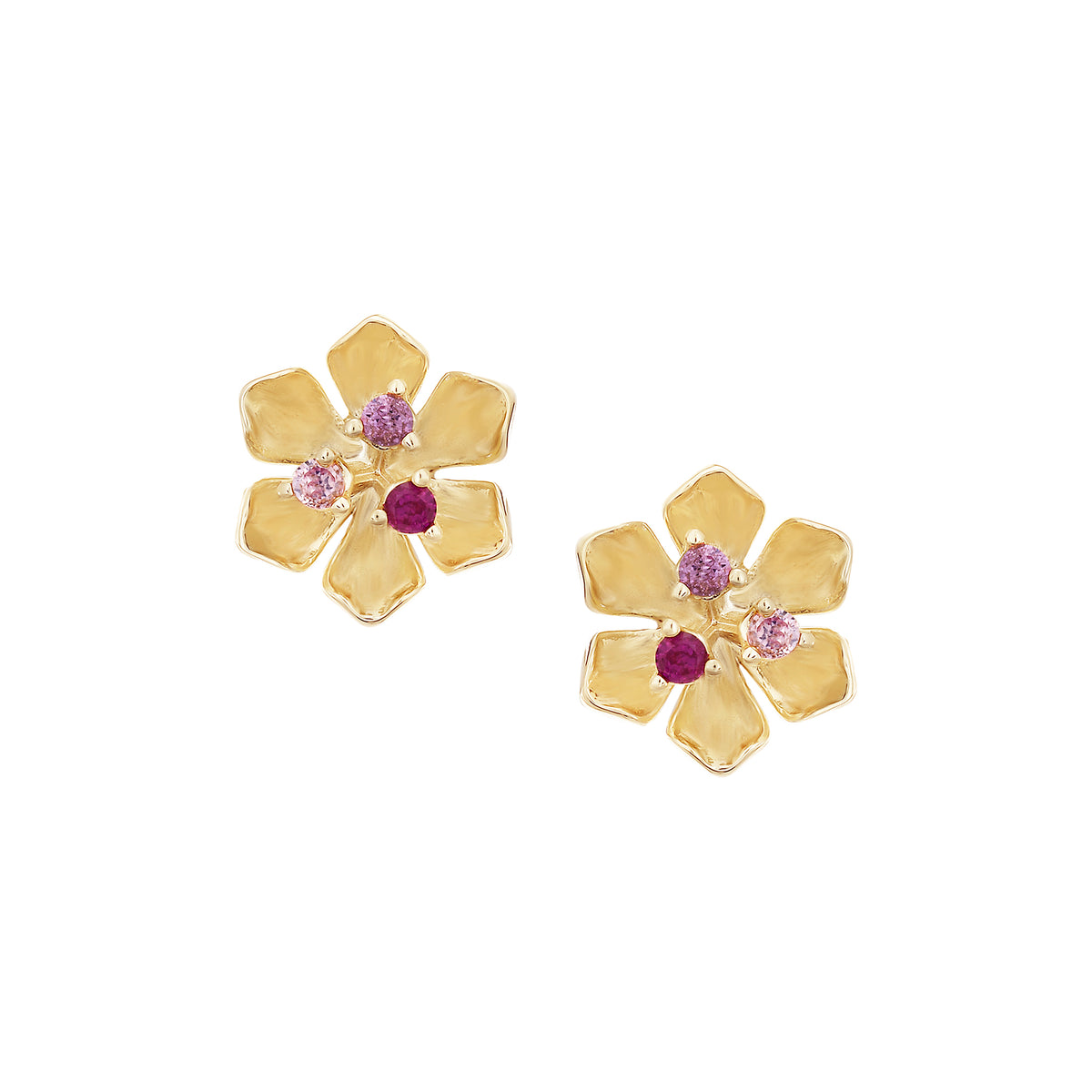 Floral Three Stone Stud