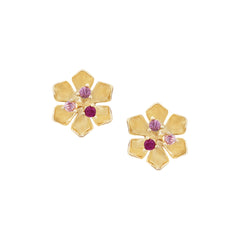 Floral Three Stone Stud