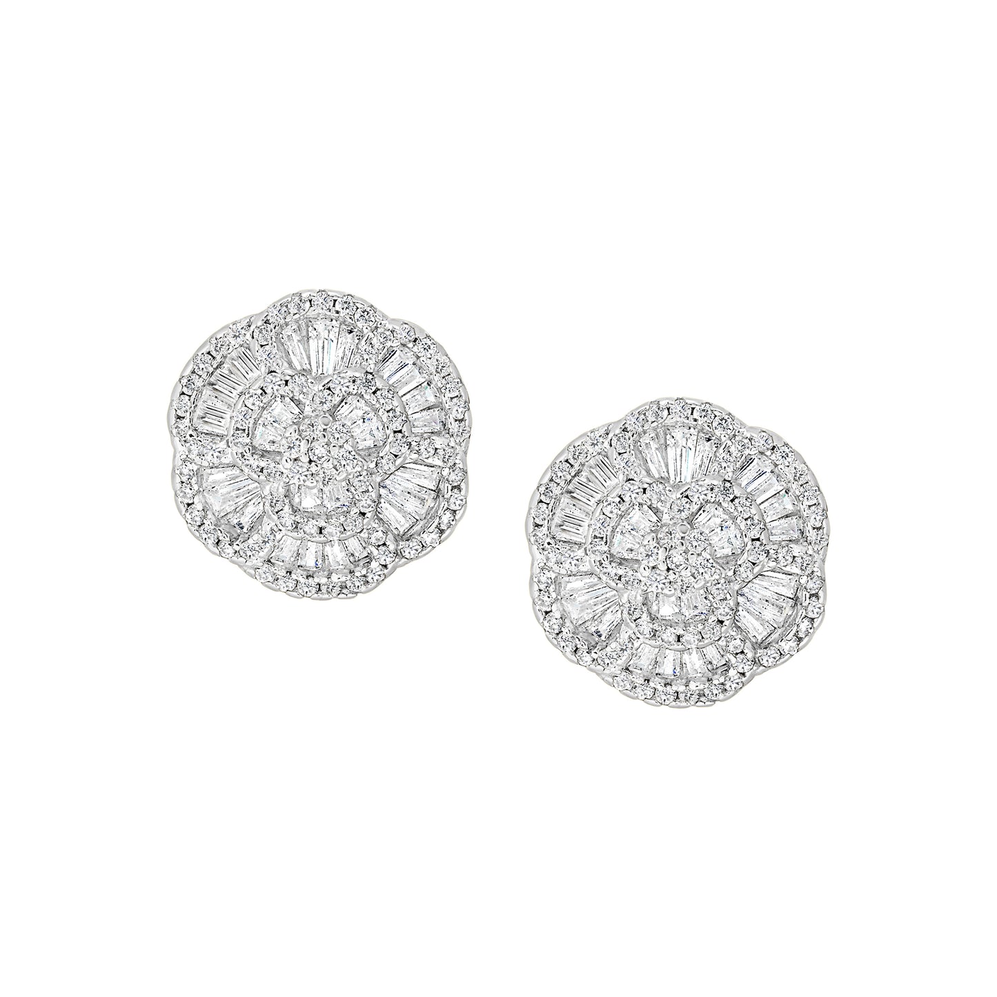 Swirled Floral Baguette Studs