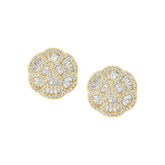 Swirled Floral Baguette Studs