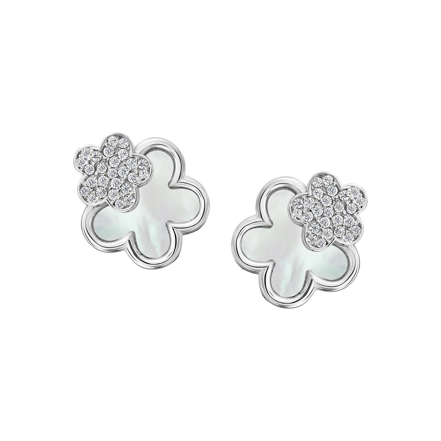 Double Floral Mother Of Pearl Studs