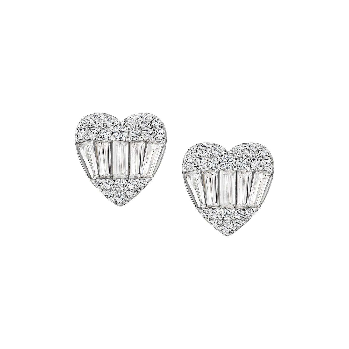 Downward Heart Baguette Studs