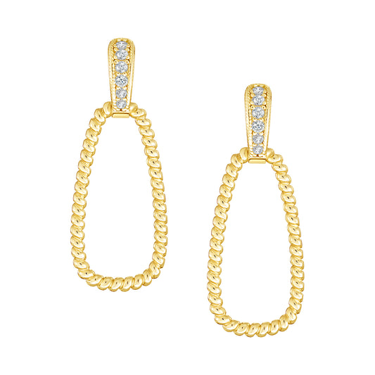 Beaded Open Gold Teardrop Earrings