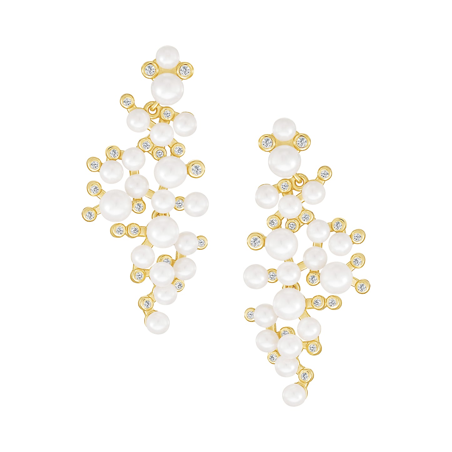 Cluster Pearl Drop Earrings