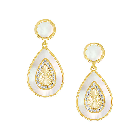 Mother Of Pearl Inner Teardrop Earrings