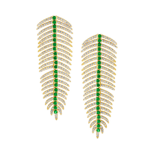 Green Downward Leaf Earrings