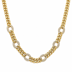 Alternating Pave Cuban Necklace