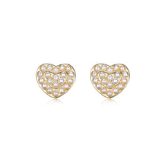 Layered Pearl Heart Studs