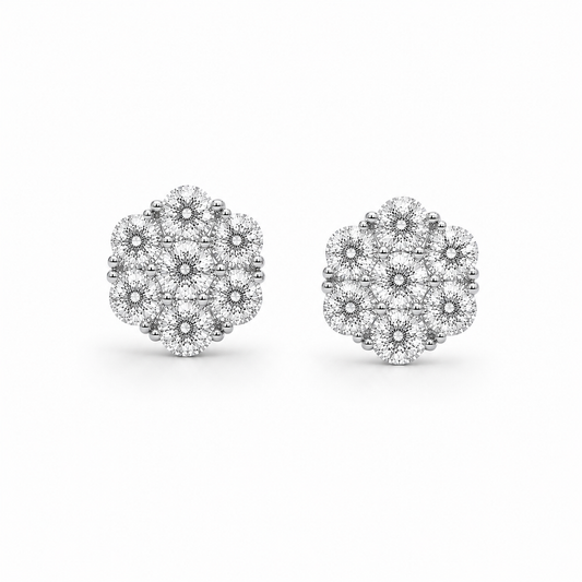 Flower Cluster Stud Earrings
