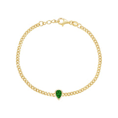 Bezel Teardrop Curb Chain Bracelet