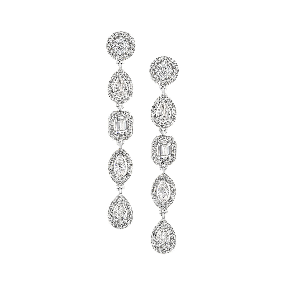 Multi Shape Halo Drop Earrings