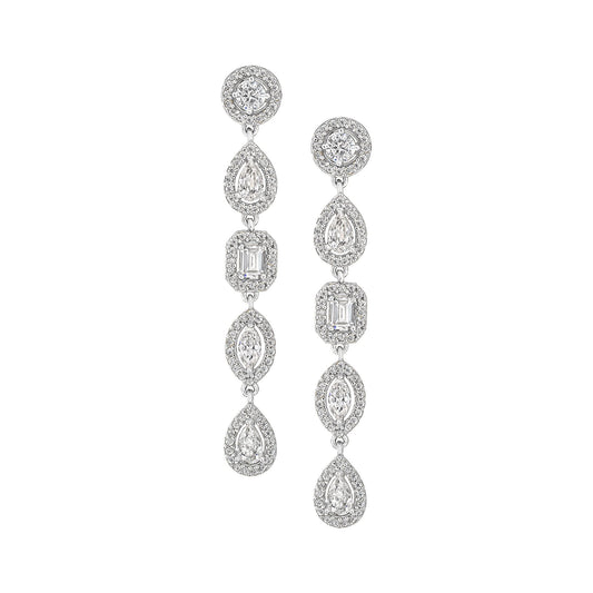 Multi Shape Halo Drop Earrings