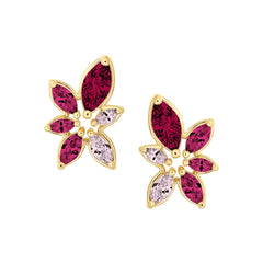 Leaf Gemstone Stud Earring