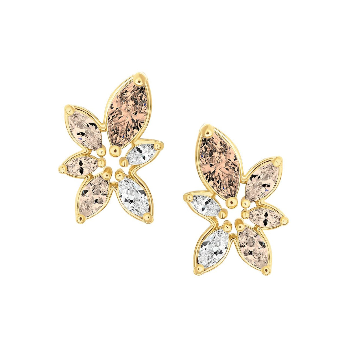 Leaf Gemstone Stud Earring