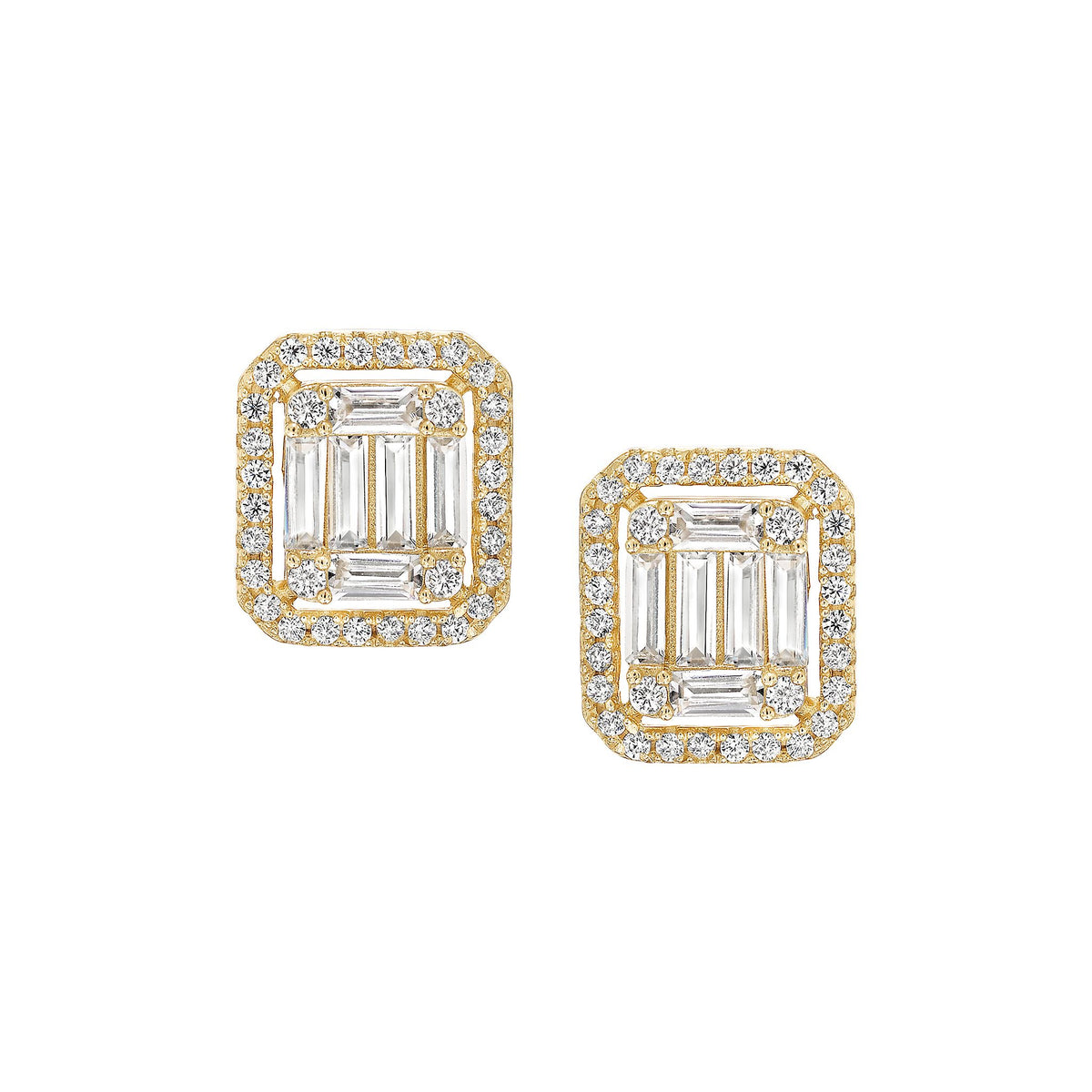 Framed Baguette Stud Earrings