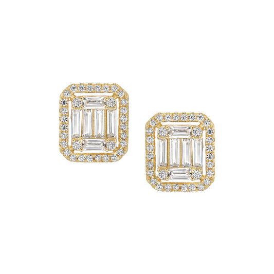 Framed Baguette Stud Earrings