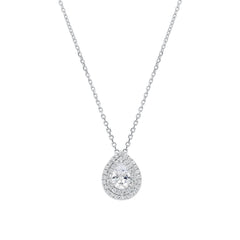 Double Outline Pave Teardrop Necklace