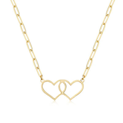 Link Intertwined Gold Hearts Necklace