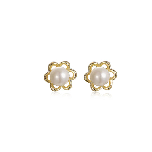 Pearl Ball Flower Studs