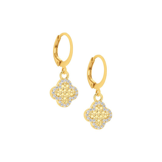 Honeycomb Clover Charm Earrings