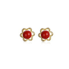 Pearl Ball Flower Studs