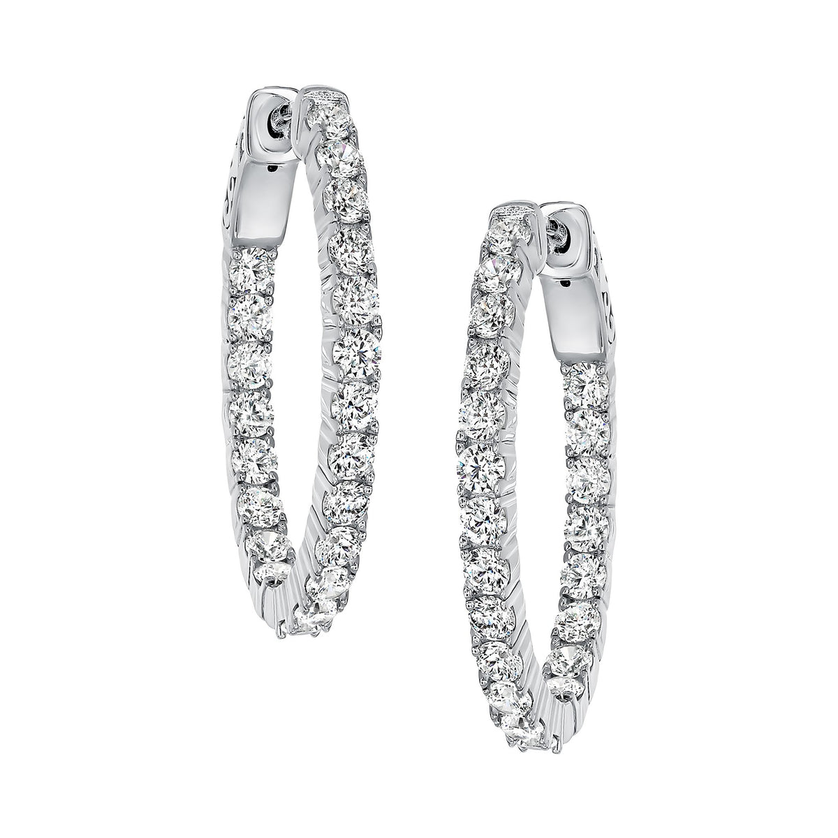 Classic Single Row Stone Hoop Earrings