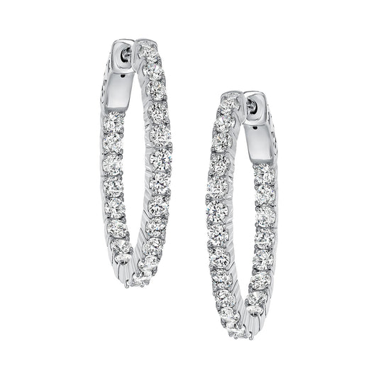 Classic Single Row Stone Hoop Earrings