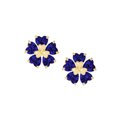 Heart Stone Petals Flower Stud Earring