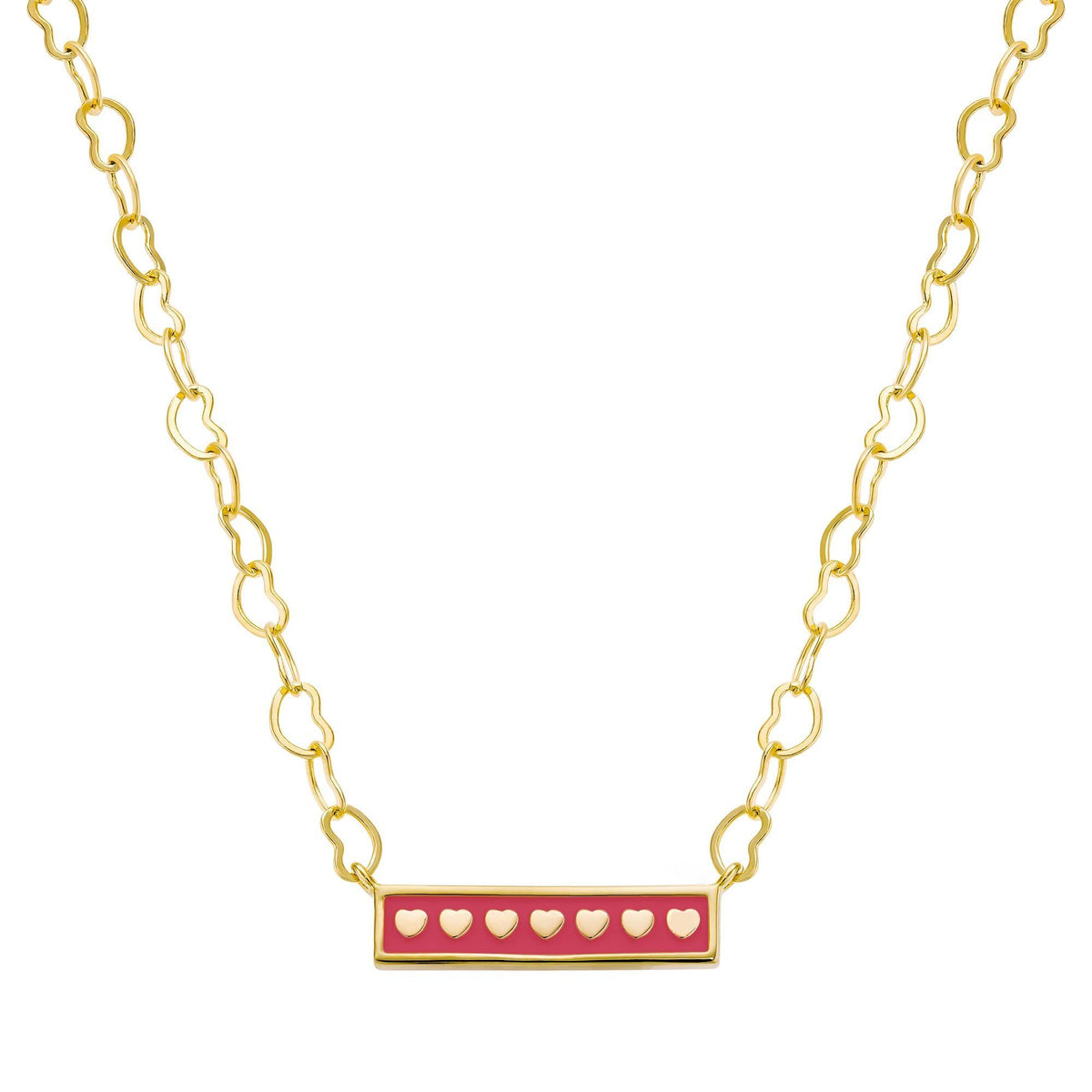 Enamel Heart Bar Necklace