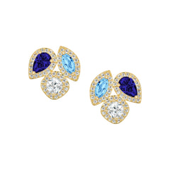 Triple Stone Cluster Stud Earring