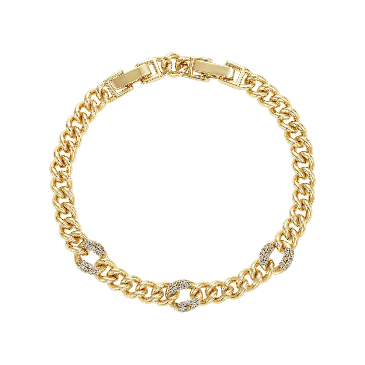 Pave Every Other Cuban Chain Bracelet